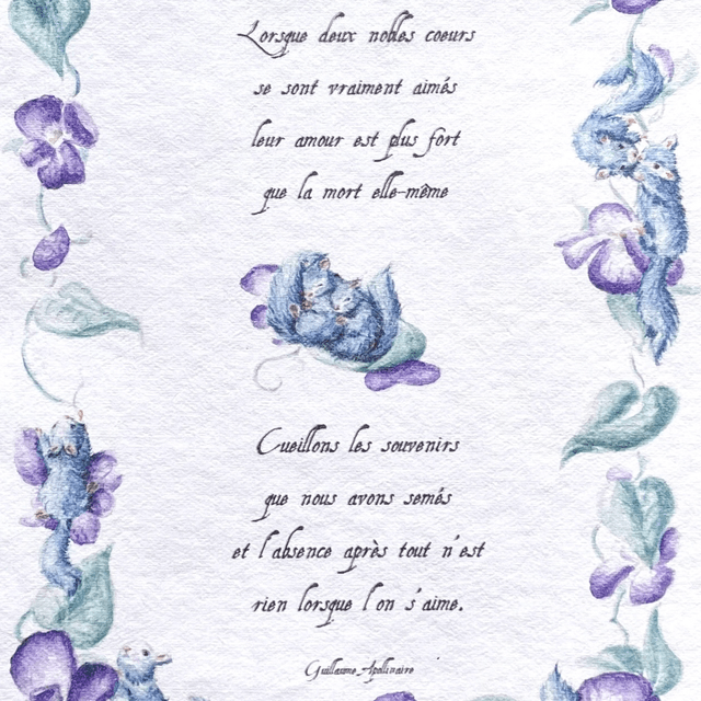 PRINT ~ Ecureuils et violettes
