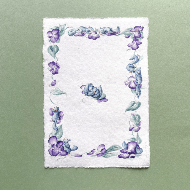 PRINT ~ Ecureuils et violettes
